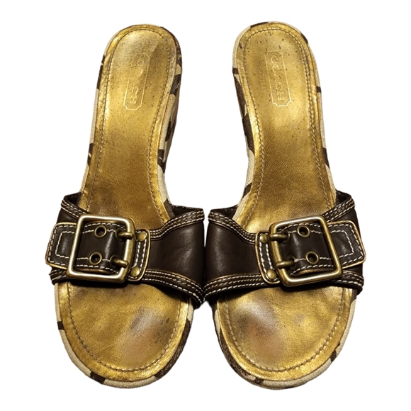 Coach Shoes - COACH ELAINE WEDGE HEELS BROWN